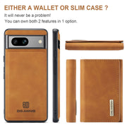 For Google Pixel 7A DG.MING M1 Series 3-Fold Multi Card Wallet + Magnetic Phone Case(Brown)