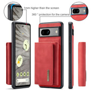 For Google Pixel 7A DG.MING M1 Series 3-Fold Multi Card Wallet + Magnetic Phone Case(Red)