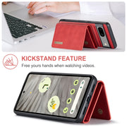 For Google Pixel 7A DG.MING M1 Series 3-Fold Multi Card Wallet + Magnetic Phone Case(Red)