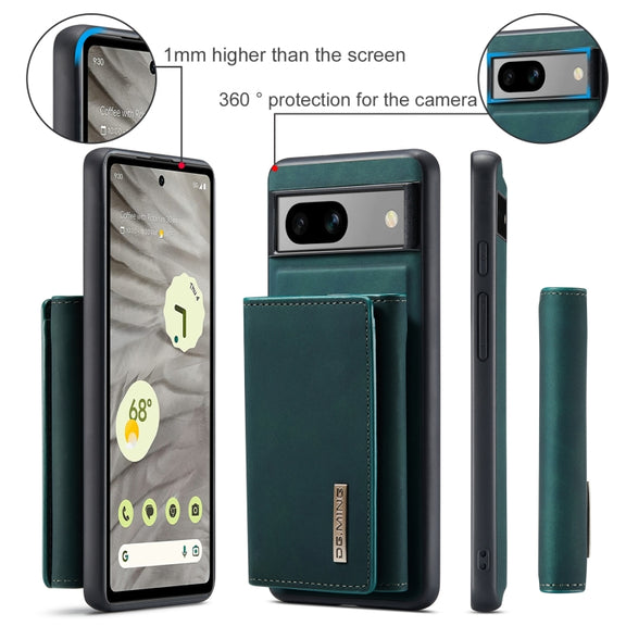 For Google Pixel 7A DG.MING M1 Series 3-Fold Multi Card Wallet + Magnetic Phone Case(Green)