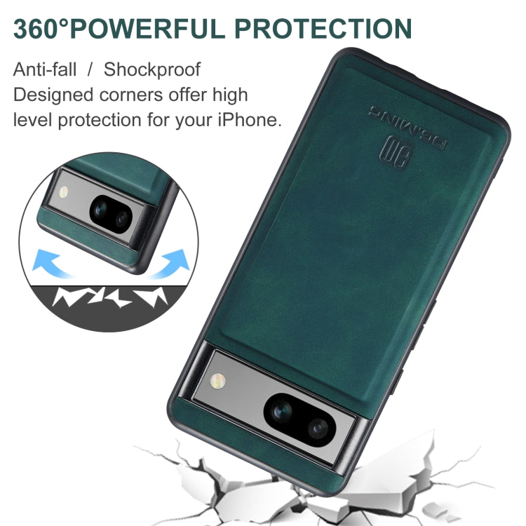 For Google Pixel 7A DG.MING M1 Series 3-Fold Multi Card Wallet + Magnetic Phone Case(Green)