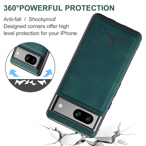 For Google Pixel 7A DG.MING M1 Series 3-Fold Multi Card Wallet + Magnetic Phone Case(Green)
