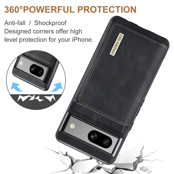For Google Pixel 8A DG.MING M1 Series 3-Fold Multi Card Wallet + Magnetic Phone Case(Black)