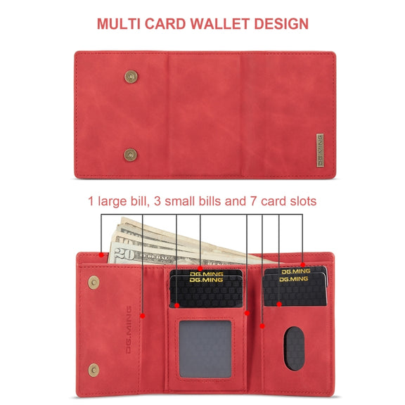 For Google Pixel 8A DG.MING M1 Series 3-Fold Multi Card Wallet + Magnetic Phone Case(Red)