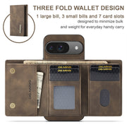 For Google Pixel 9 / 9 Pro DG.MING M1 Series 3-Fold Multi Card Wallet + Magnetic Phone Case(Coffee)