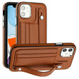 For iPhone 11 Shockproof Leather Phone Case with Wrist Strap(Brown) - iPhone 11 Cases by PMC TechLife | Online Shopping South Africa | PMC TechLife | Buy Now Pay Later Mobicred