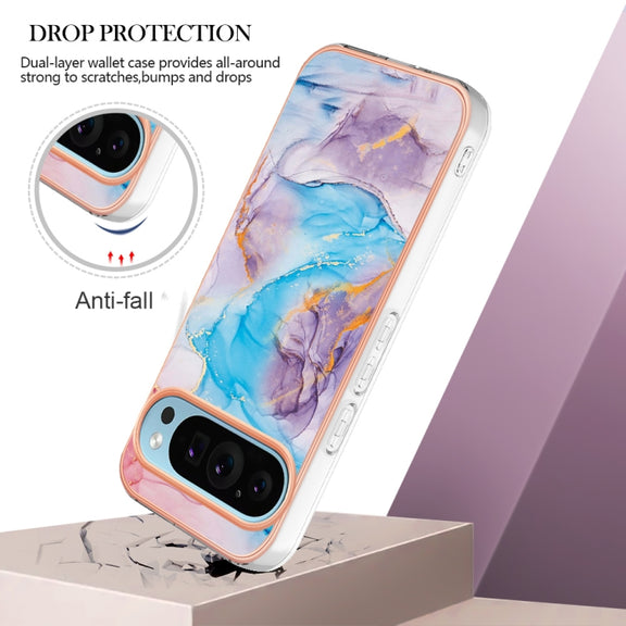 For Google Pixel 9 / 9 Pro Electroplating IMD TPU Phone Case(Blue Marble)