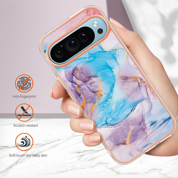For Google Pixel 9 / 9 Pro Electroplating IMD TPU Phone Case(Blue Marble)