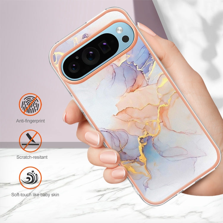For Google Pixel 9 / 9 Pro Electroplating IMD TPU Phone Case(White Marble)
