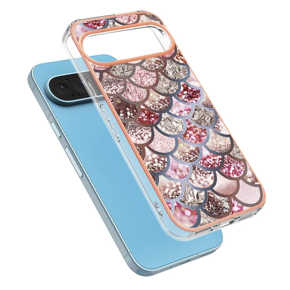 For Google Pixel 9 / 9 Pro Electroplating IMD TPU Phone Case(Pink Scales)