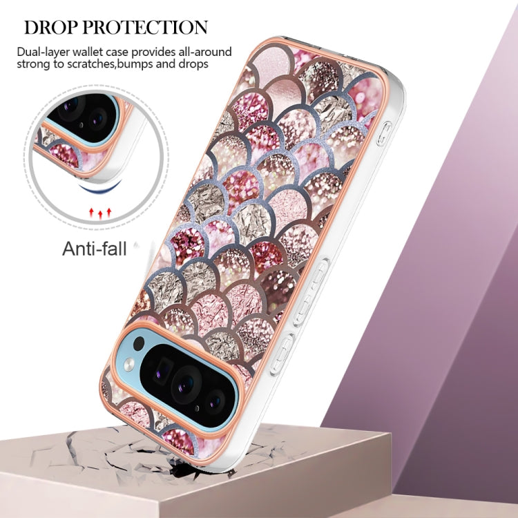 For Google Pixel 9 / 9 Pro Electroplating IMD TPU Phone Case(Pink Scales)