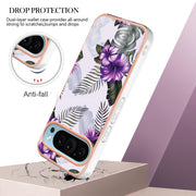 For Google Pixel 9 Pro XL Electroplating IMD TPU Phone Case(Purple Flower)