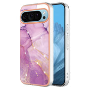 For Google Pixel 9 Pro XL Electroplating Marble Dual-side IMD Phone Case(Purple 001)