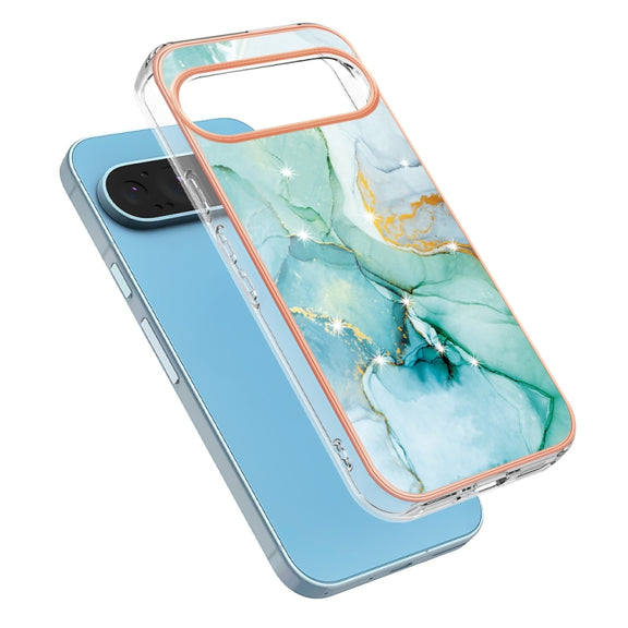 For Google Pixel 9 Pro XL Electroplating Marble Dual-side IMD Phone Case(Green 003)