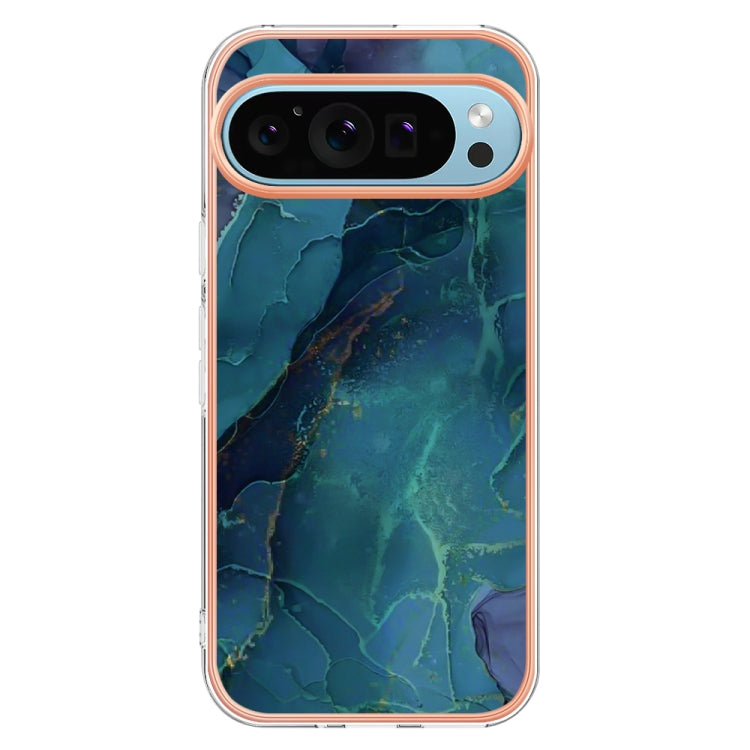 For Google Pixel 9 / 9 Pro Electroplating Marble Dual-side IMD Phone Case(Green 017)