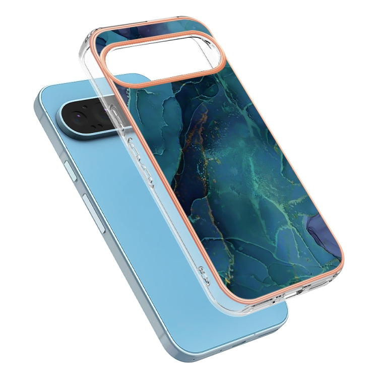For Google Pixel 9 / 9 Pro Electroplating Marble Dual-side IMD Phone Case(Green 017)