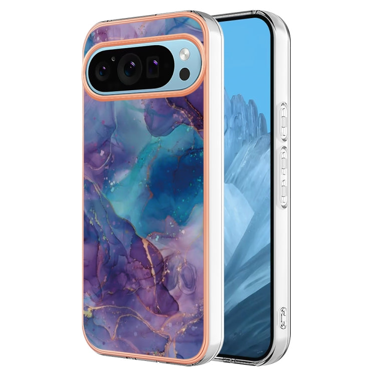 For Google Pixel 9 / 9 Pro Electroplating Marble Dual-side IMD Phone Case(Purple 016)