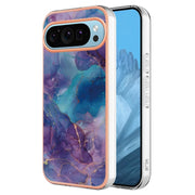 For Google Pixel 9 / 9 Pro Electroplating Marble Dual-side IMD Phone Case(Purple 016)
