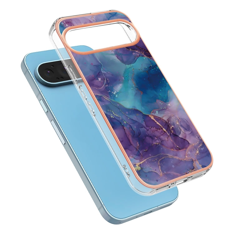 For Google Pixel 9 / 9 Pro Electroplating Marble Dual-side IMD Phone Case(Purple 016)