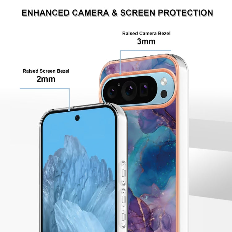 For Google Pixel 9 / 9 Pro Electroplating Marble Dual-side IMD Phone Case(Purple 016)