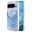 For Google Pixel 9 / 9 Pro Electroplating Marble Dual-side IMD Phone Case(Blue 018) - Google Cases by PMC TechLife | Online Shopping South Africa | PMC TechLife | Buy Now Pay Later Mobicred