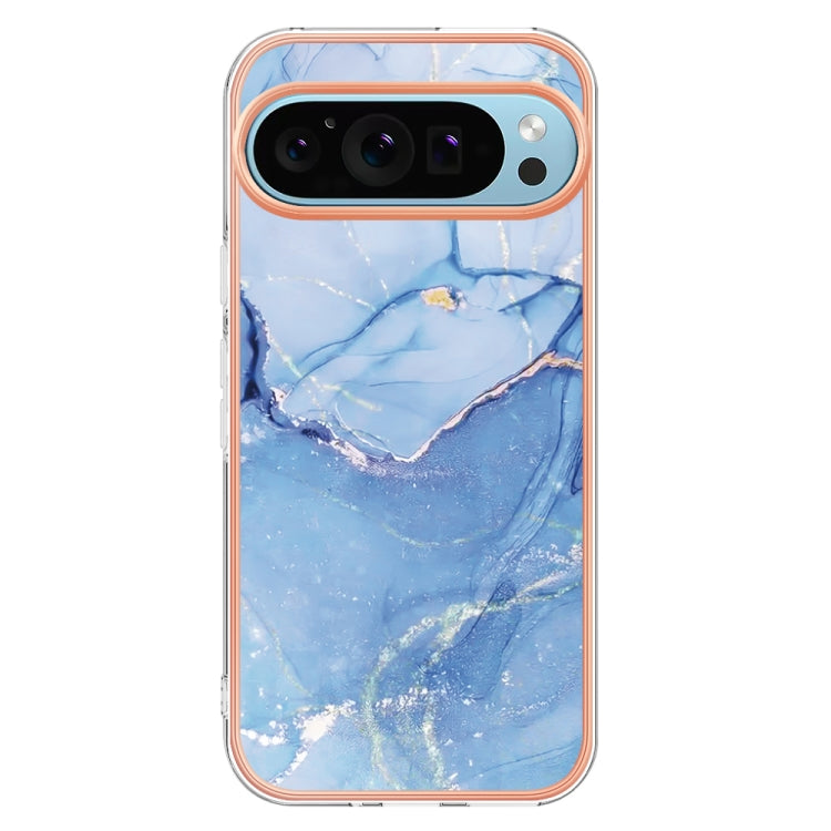 For Google Pixel 9 / 9 Pro Electroplating Marble Dual-side IMD Phone Case(Blue 018)