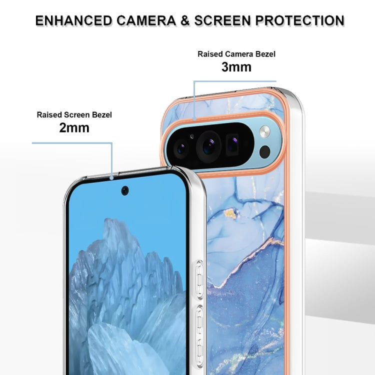 For Google Pixel 9 / 9 Pro Electroplating Marble Dual-side IMD Phone Case(Blue 018)