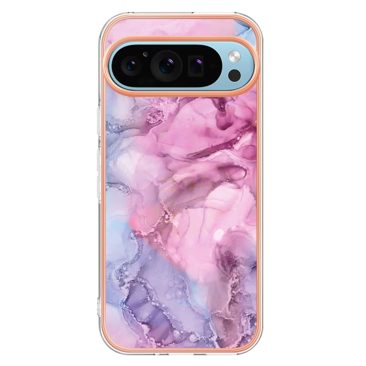For Google Pixel 9 / 9 Pro Electroplating Marble Dual-side IMD Phone Case(Pink 013)