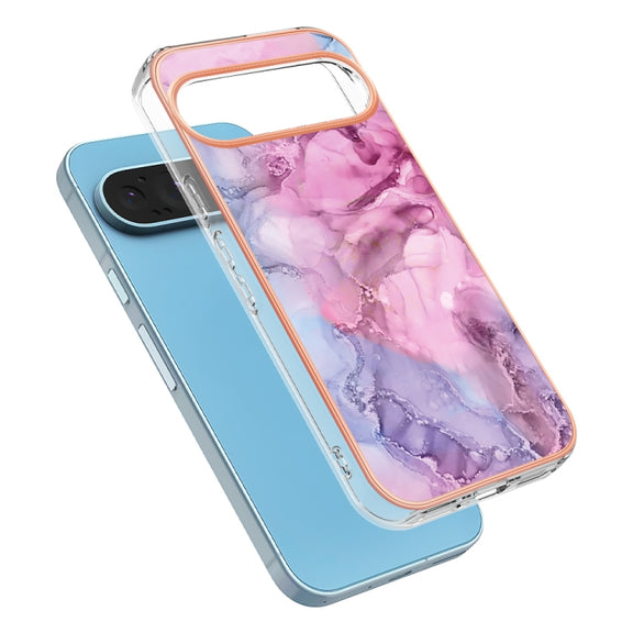For Google Pixel 9 / 9 Pro Electroplating Marble Dual-side IMD Phone Case(Pink 013)