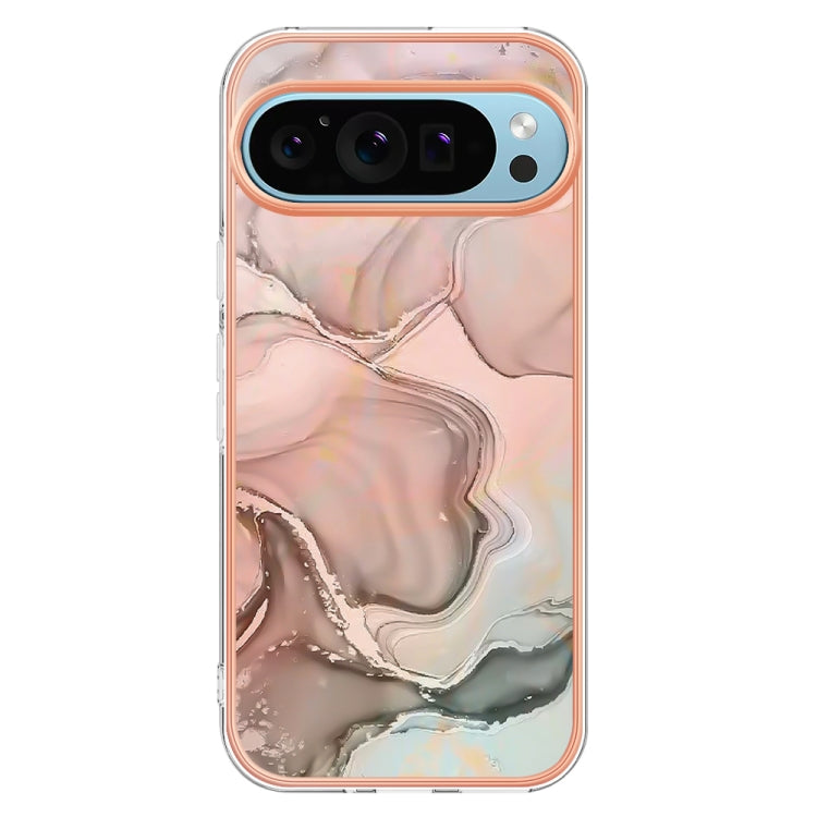 For Google Pixel 9 / 9 Pro Electroplating Marble Dual-side IMD Phone Case(Rose Gold 015)