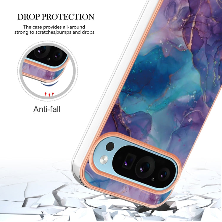 For Google Pixel 9 Pro XL Electroplating Marble Dual-side IMD Phone Case(Purple 016)
