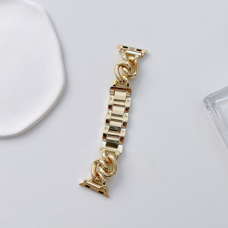 Big Denim Chain Metal Watch Band For Apple Watch 9 45mm(Gold)