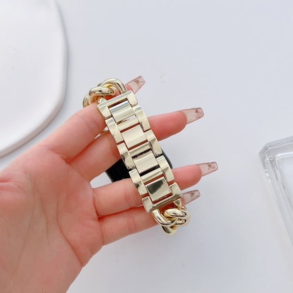 Big Denim Chain Metal Watch Band For Apple Watch 9 45mm(Gold)