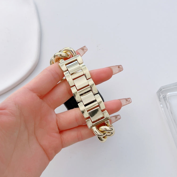 Big Denim Chain Metal Watch Band For Apple Watch 9 45mm(Gold)