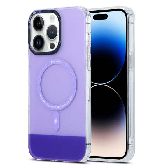 For iPhone 15 Pro Max PC + TPU IMD MagSafe Magnetic Phone Case(Purple)