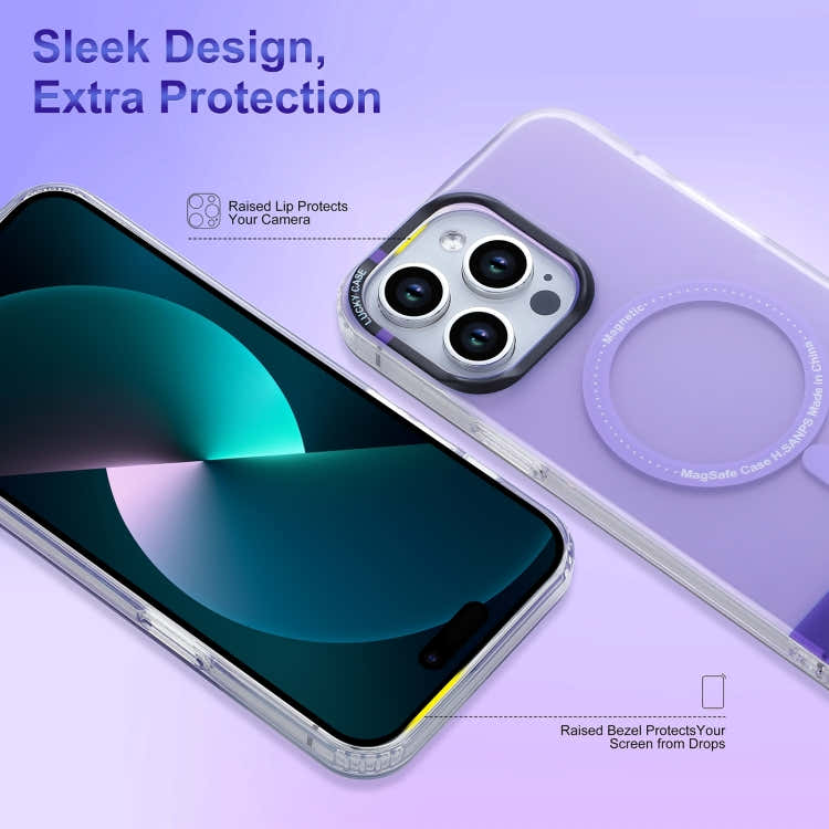 For iPhone 13 Pro Max PC + TPU IMD MagSafe Magnetic Phone Case(Blue)