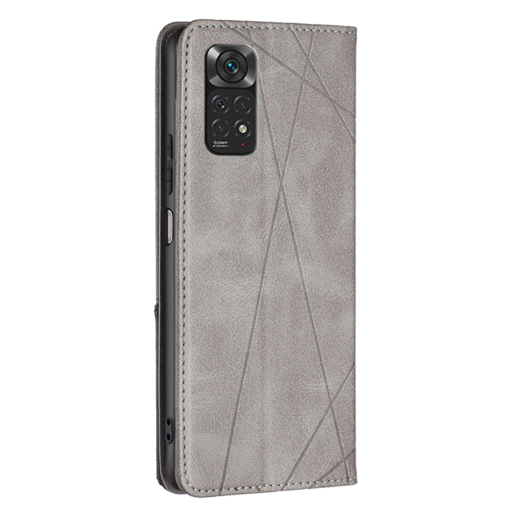 For Xiaomi Redmi Note 12S 4G / Note 11  Rhombus Texture Magnetic Leather Phone Case(Grey)