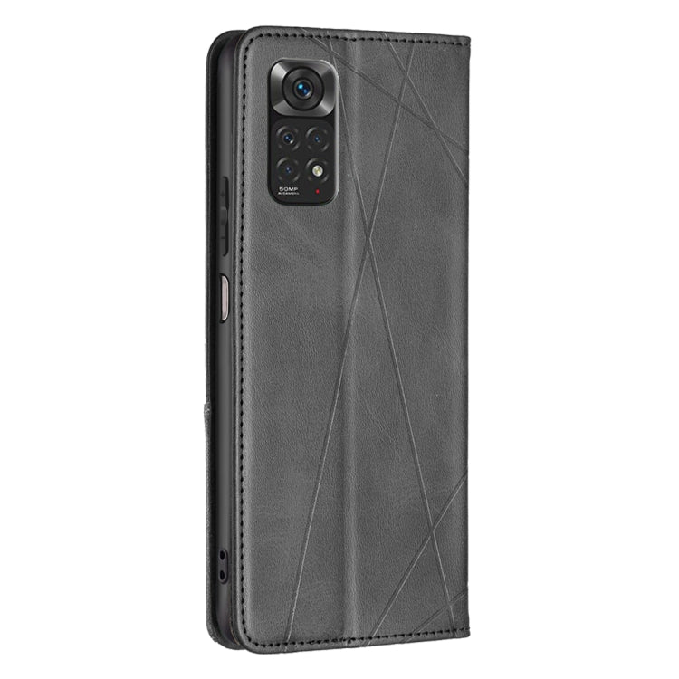 For Xiaomi Redmi Note 12S 4G / Note 11  Rhombus Texture Magnetic Leather Phone Case(Black)