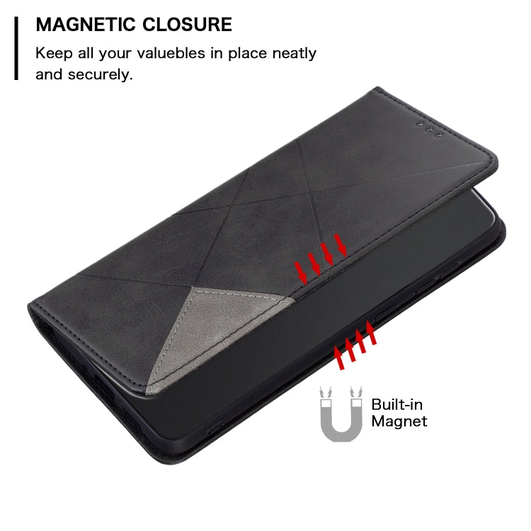 For Xiaomi Redmi Note 12S 4G / Note 11  Rhombus Texture Magnetic Leather Phone Case(Black)