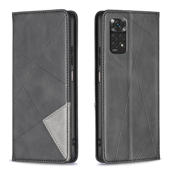 For Xiaomi Redmi Note 12S 4G / Note 11  Rhombus Texture Magnetic Leather Phone Case(Black)