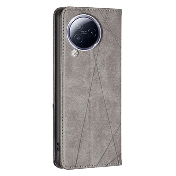 For Xiaomi Civi 3 5G Rhombus Texture Magnetic Leather Phone Case(Grey)
