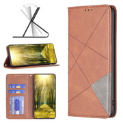 For Xiaomi Redmi 12 4G Rhombus Texture Magnetic Leather Phone Case(Brown)