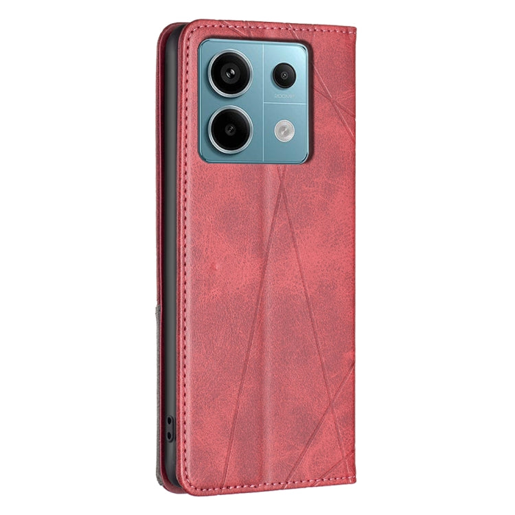 For Xiaomi Redmi Note 13 Pro 5G Rhombus Texture Magnetic Leather Phone Case(Red)