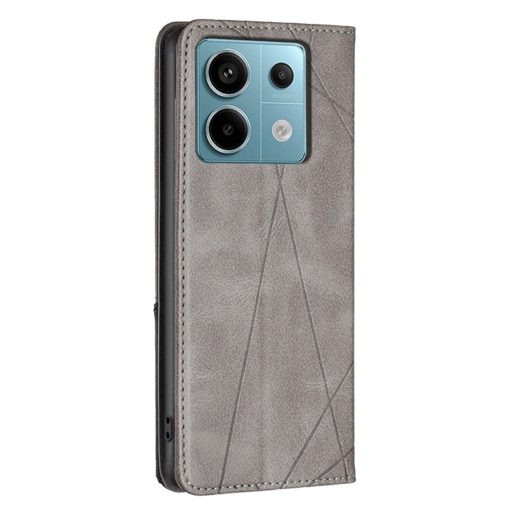 For Xiaomi Redmi Note 13 Pro 5G Rhombus Texture Magnetic Leather Phone Case(Grey)