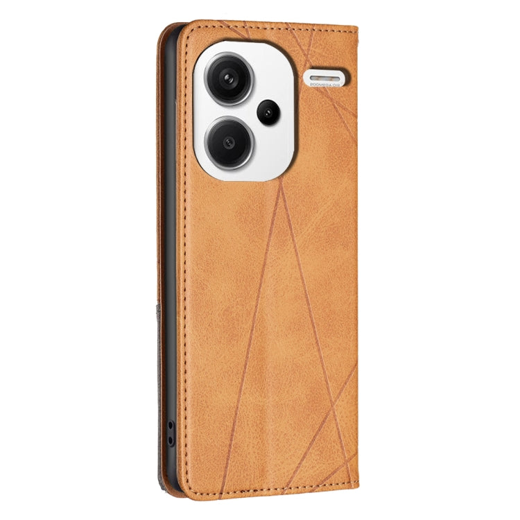 For Xiaomi Redmi Note 13 Pro+ 5G Rhombus Texture Magnetic Leather Phone Case(Yellow)
