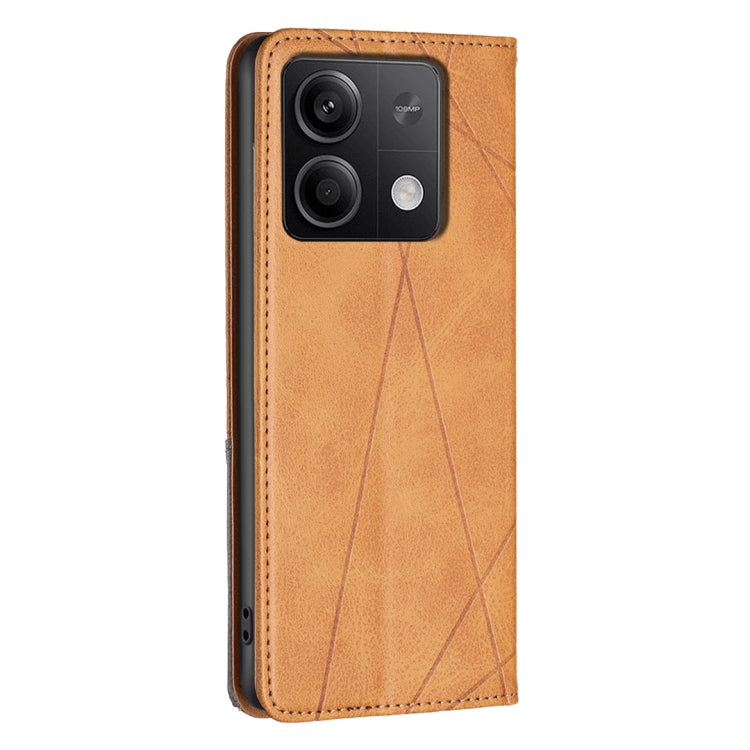 For Xiaomi Redmi Note 13 Rhombus Texture Magnetic Leather Phone Case(Yellow)