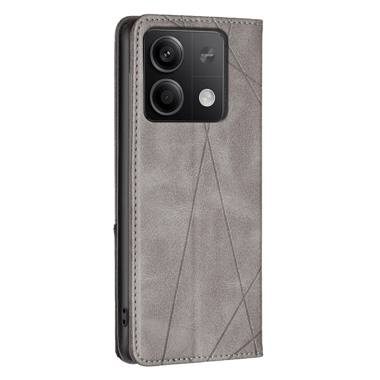 For Xiaomi Redmi Note 13 Rhombus Texture Magnetic Leather Phone Case(Grey)