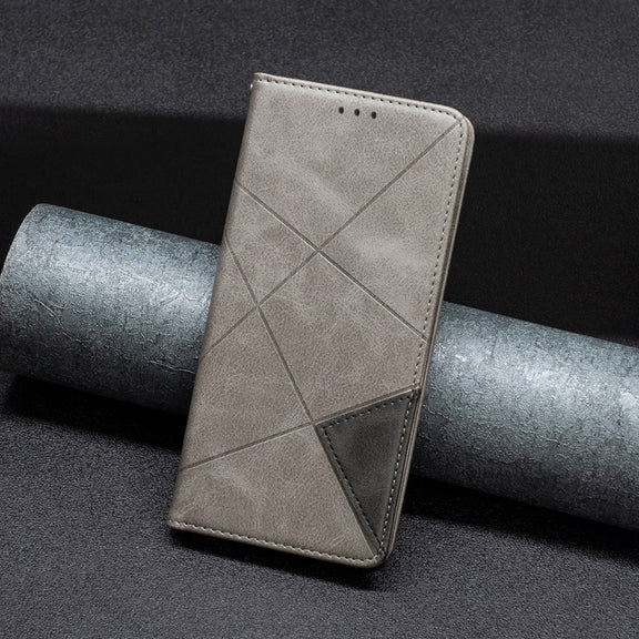 For Xiaomi Redmi Note 13 Rhombus Texture Magnetic Leather Phone Case(Grey)