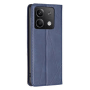 For Xiaomi Redmi Note 13 Rhombus Texture Magnetic Leather Phone Case(Blue)