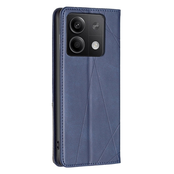 For Xiaomi Redmi Note 13 Rhombus Texture Magnetic Leather Phone Case(Blue)